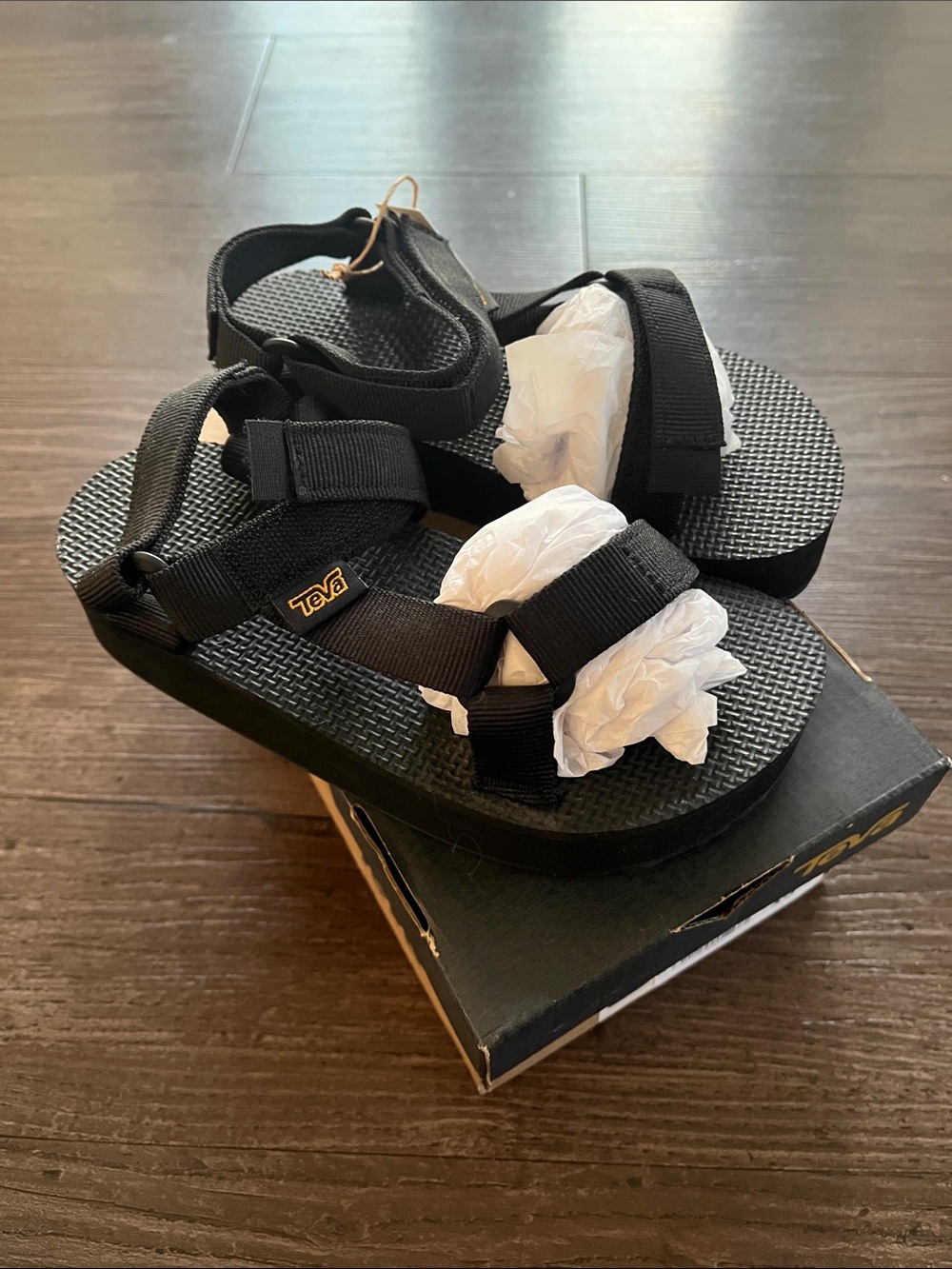 Teva Black Adjustable Strap Sandals
